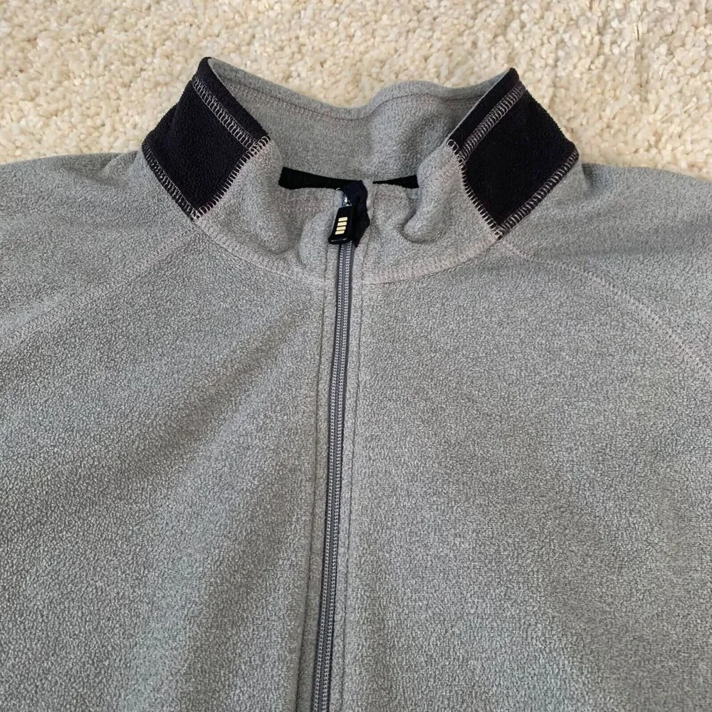 Lands' End Jacket Mens XL Gray Full Zip Fleece ThermaCheck Nanotex (46-48) Light